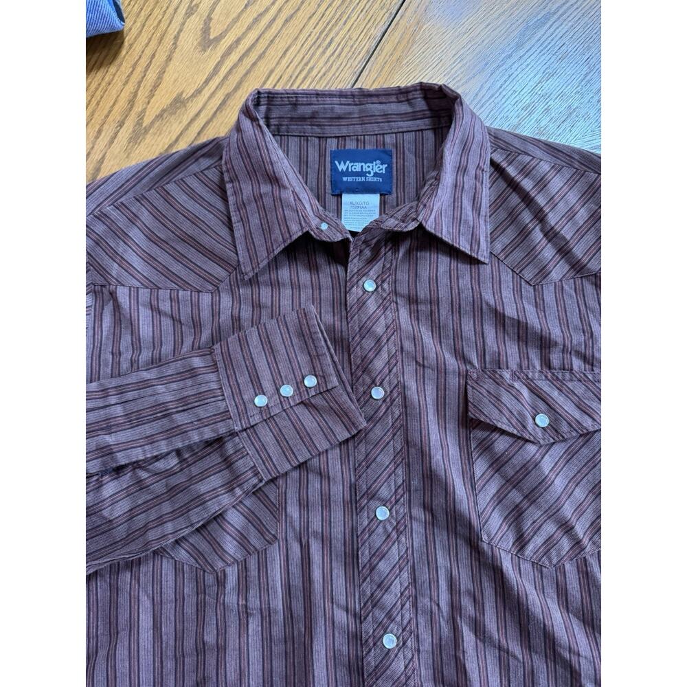 Wrangler Western Shirts Men's XL Red And Pink Pearl Snap Button Down Shirt